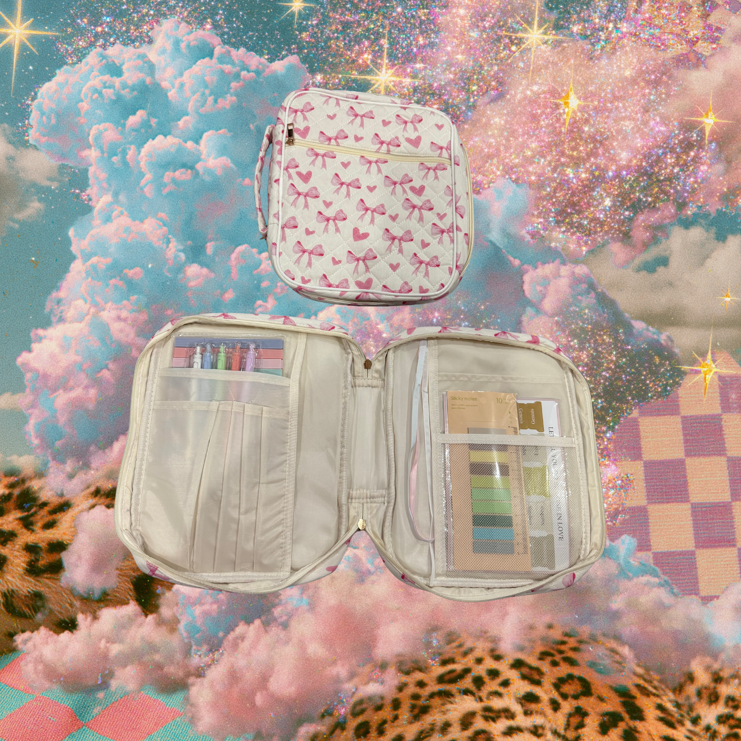Pink Bow And Hearts Bible Bag