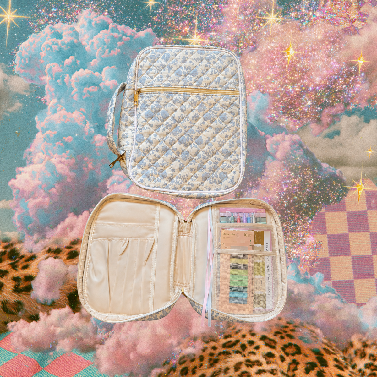 Quilted Blue Floral Bible Bag