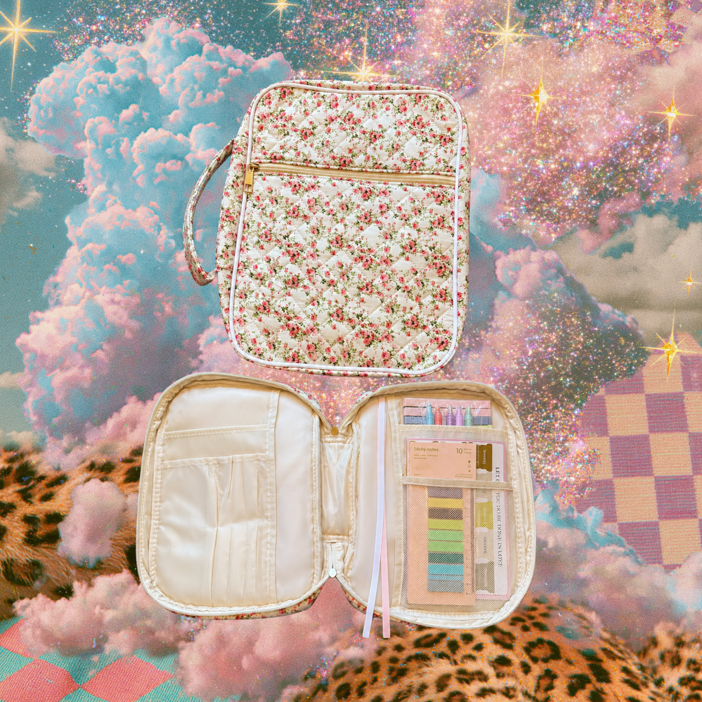 Quilted Pink Floral Bible Bag